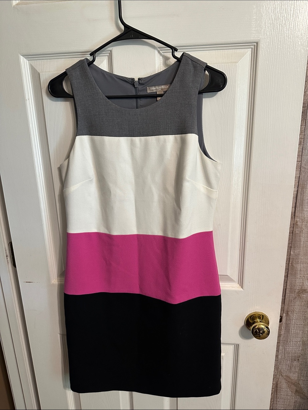 Banana Republic Sleeveless Colorblock Dress - Gray, White, Magenta, Black